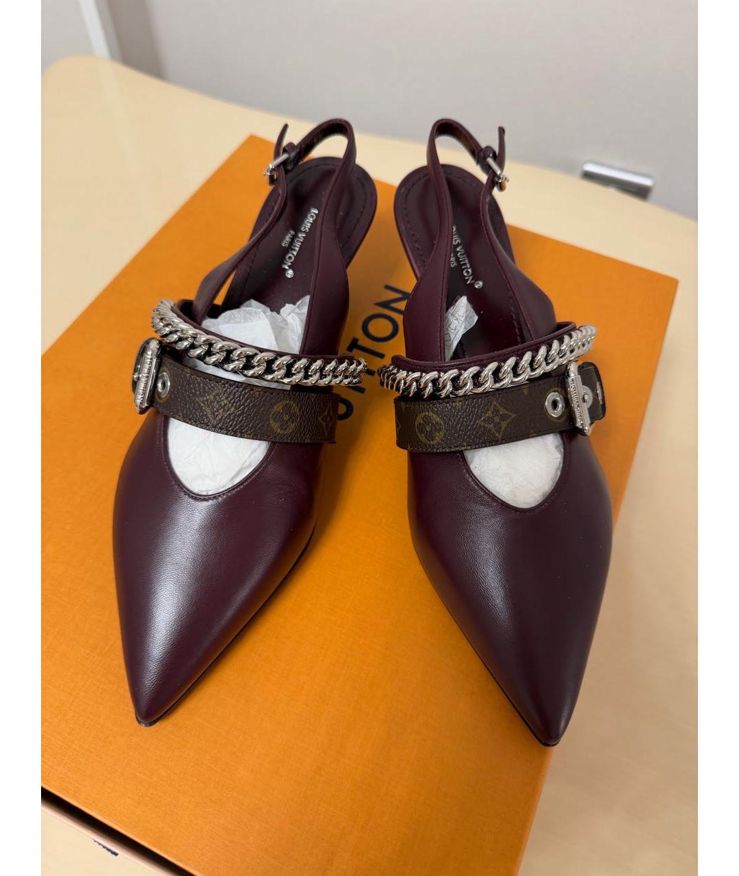 LOUIS VUITTON Бордовые кожаные туфли, фото 3