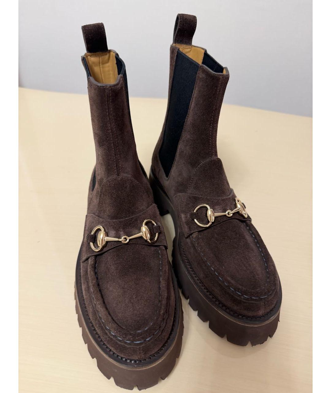 GUCCI Коричневые замшевые ботинки, фото 2