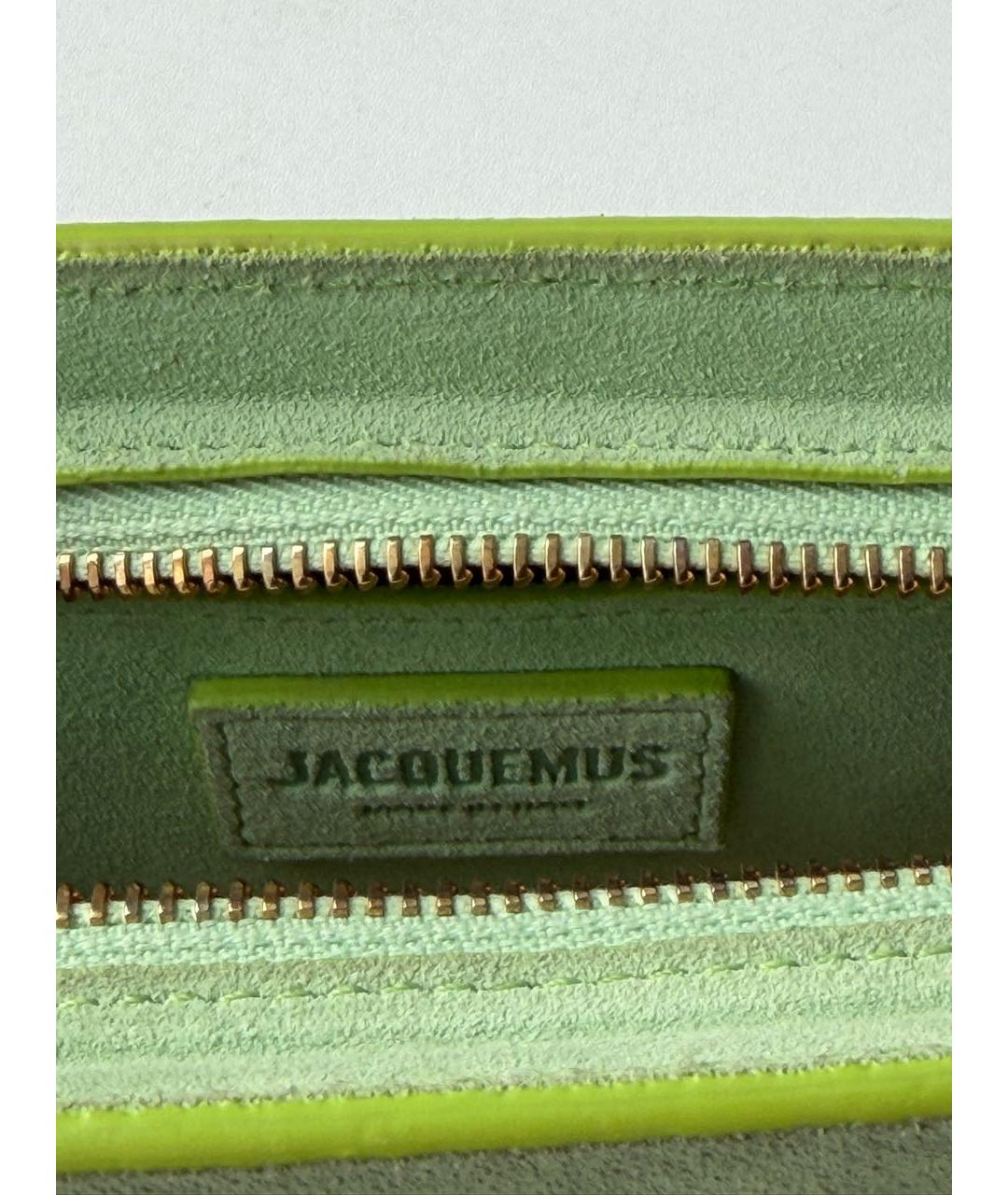 JACQUEMUS Салатовая замшевая сумка с короткими ручками, фото 8