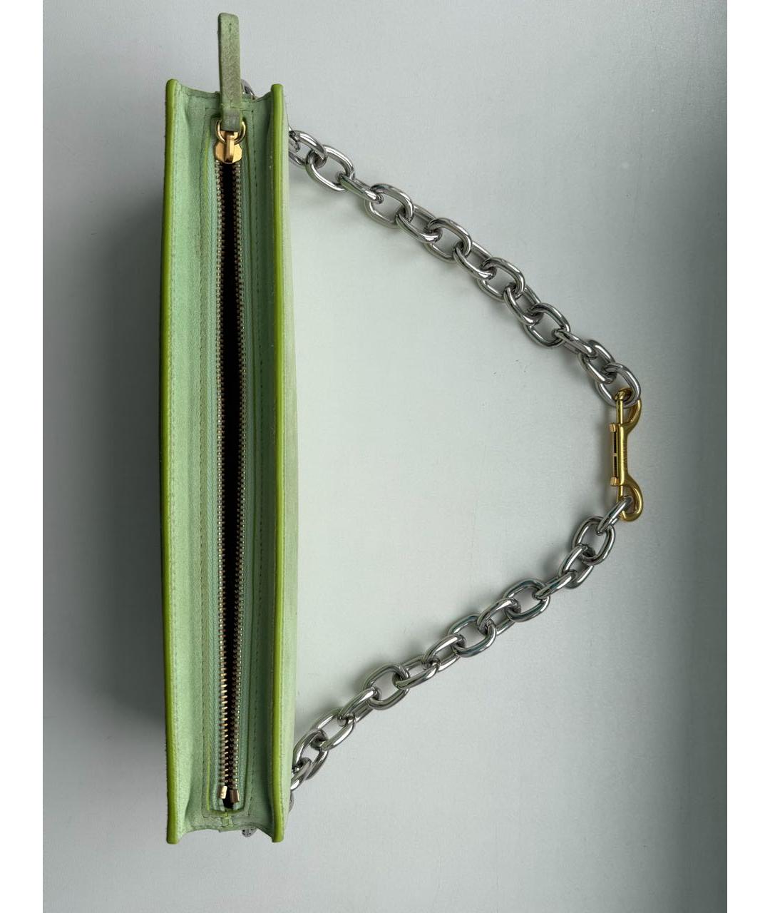 JACQUEMUS Салатовая замшевая сумка с короткими ручками, фото 4