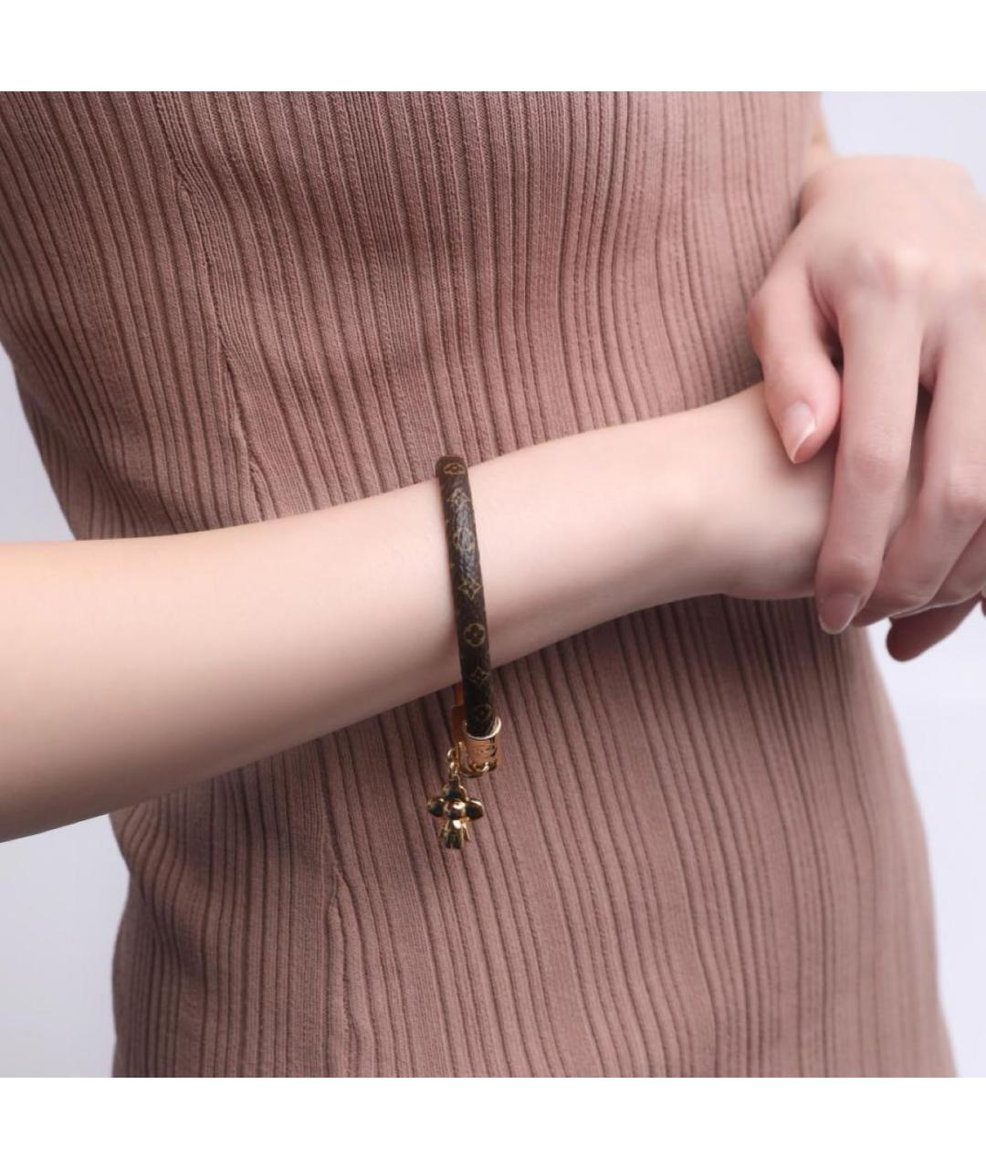 LOUIS VUITTON Коричневый кожаный браслет, фото 3