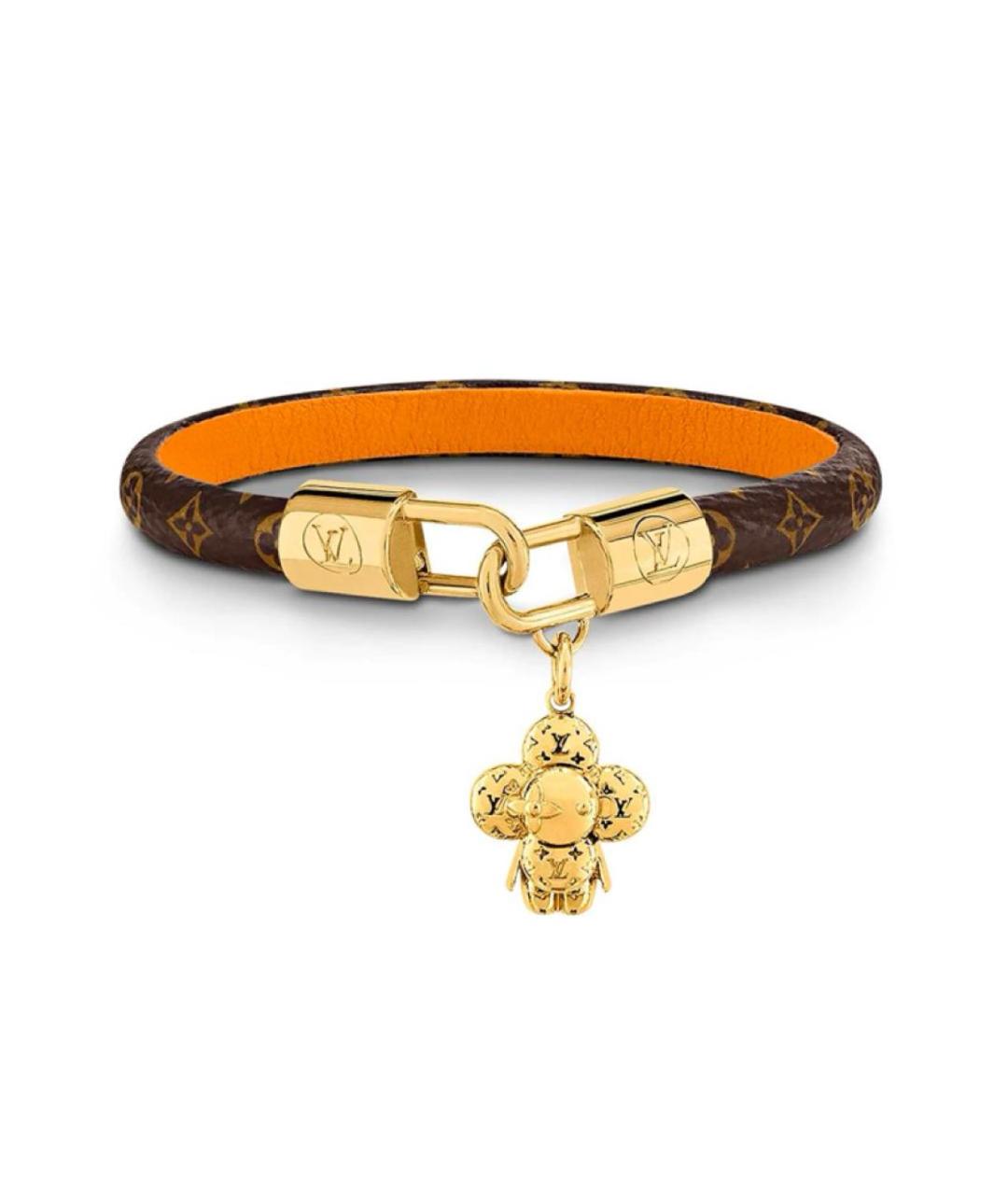 LOUIS VUITTON Коричневый кожаный браслет, фото 5