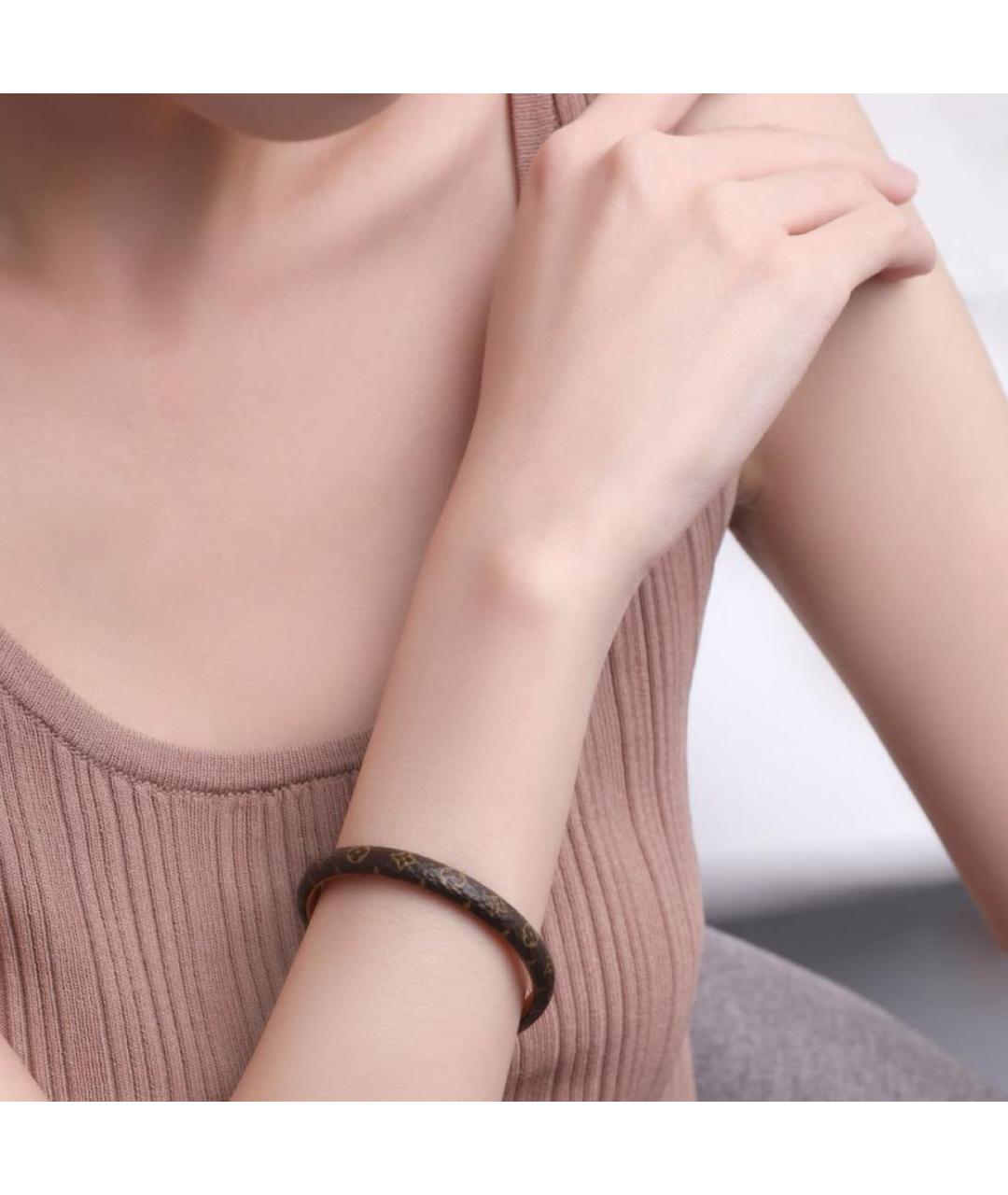 LOUIS VUITTON Коричневый кожаный браслет, фото 4