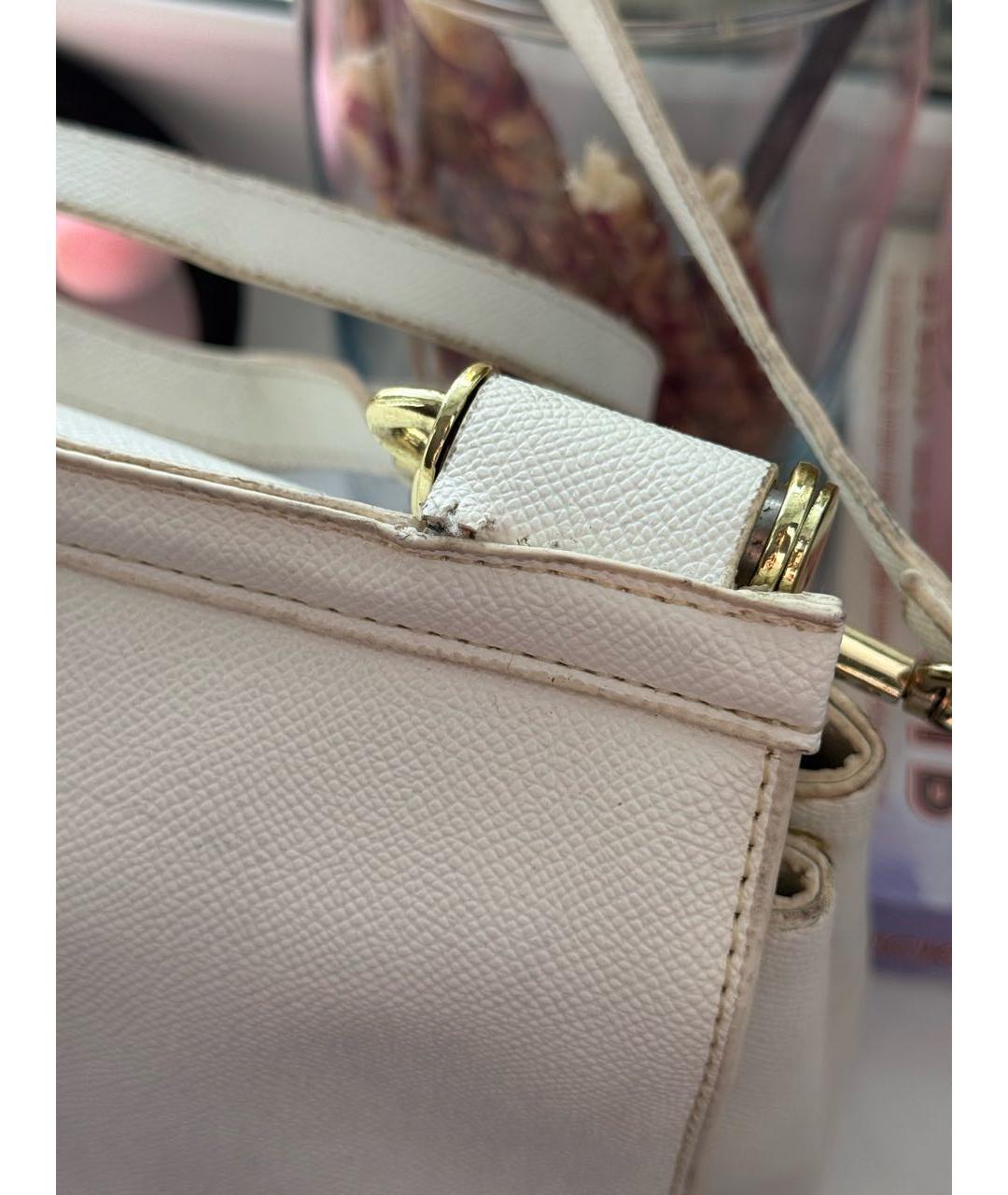 DOLCE&GABBANA Белая кожаная сумка через плечо, фото 5