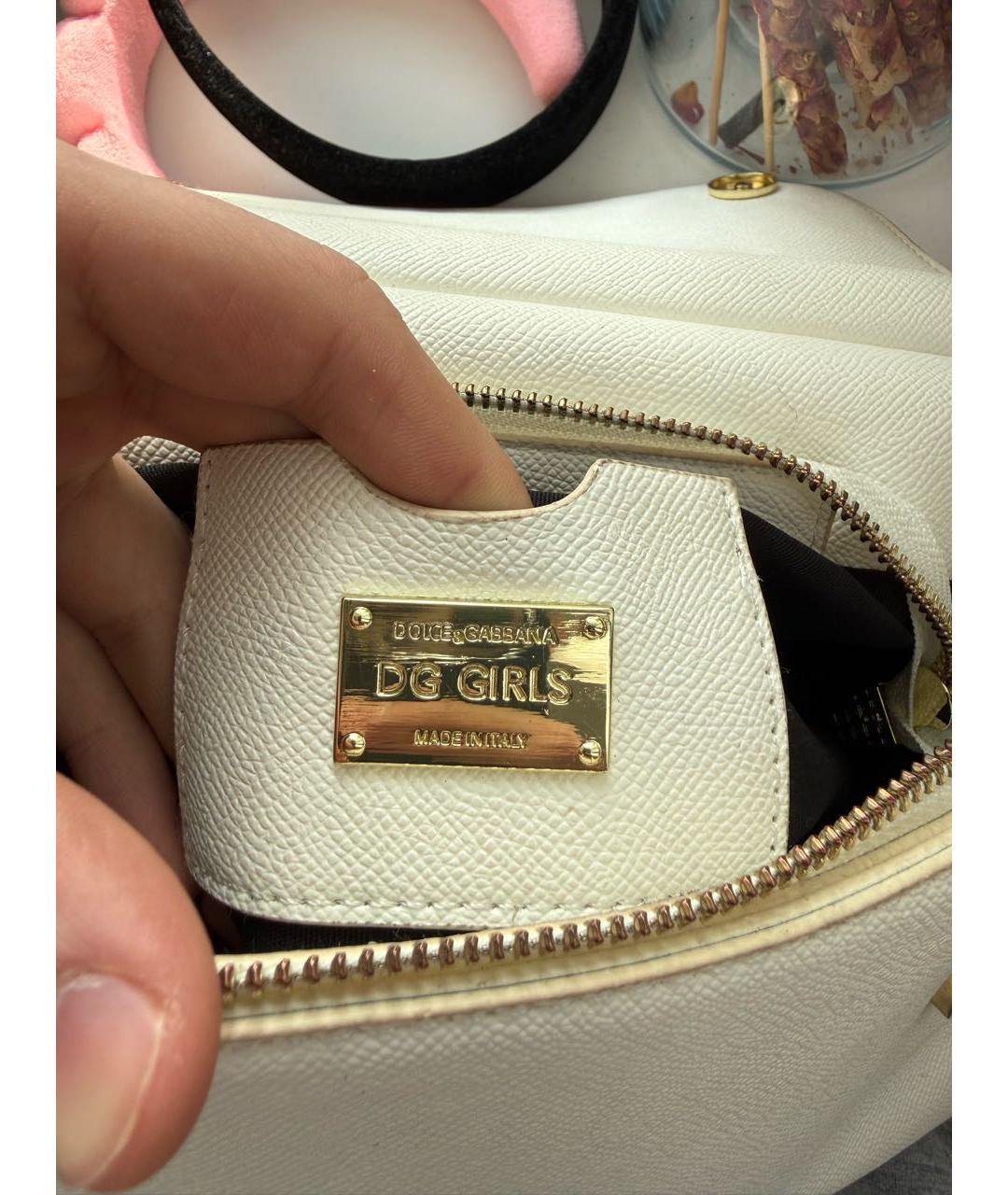DOLCE&GABBANA Белая кожаная сумка через плечо, фото 4
