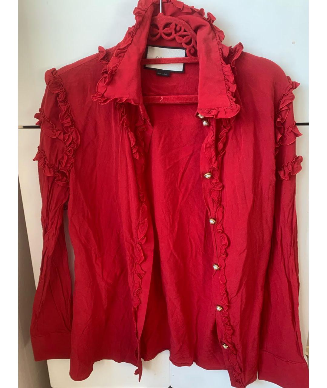 GUCCI Красная шелковая блузы, фото 9