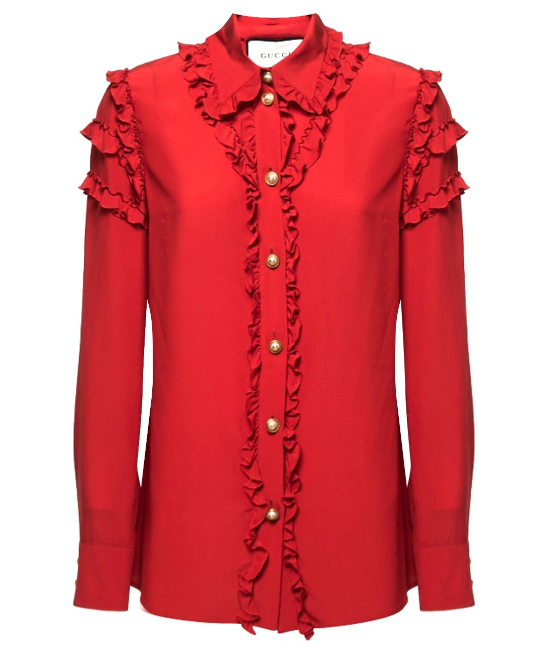 GUCCI Красная шелковая блузы, фото 1