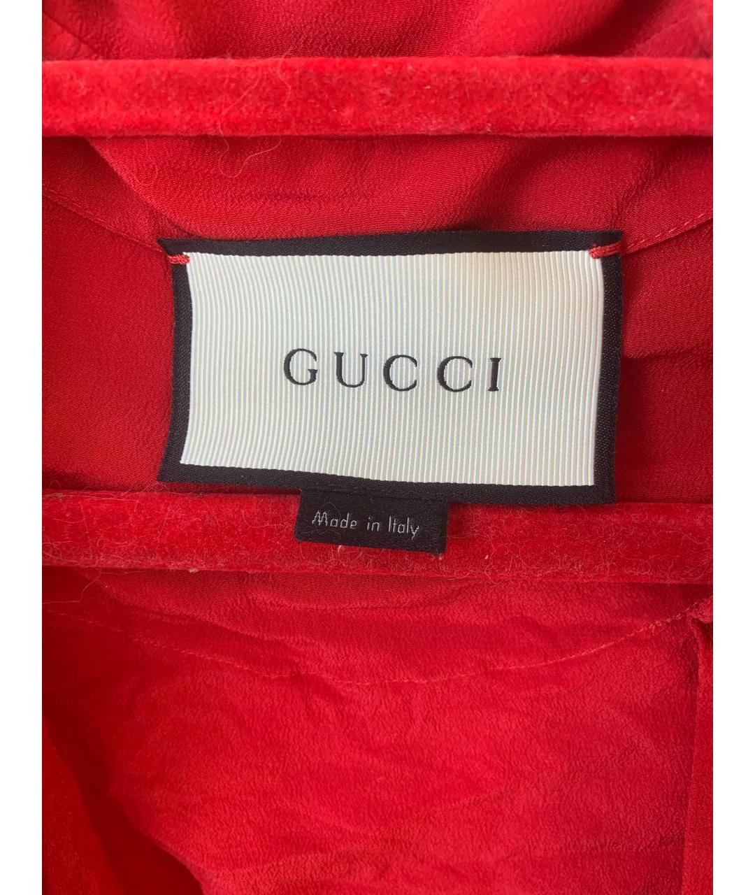 GUCCI Красная шелковая блузы, фото 4