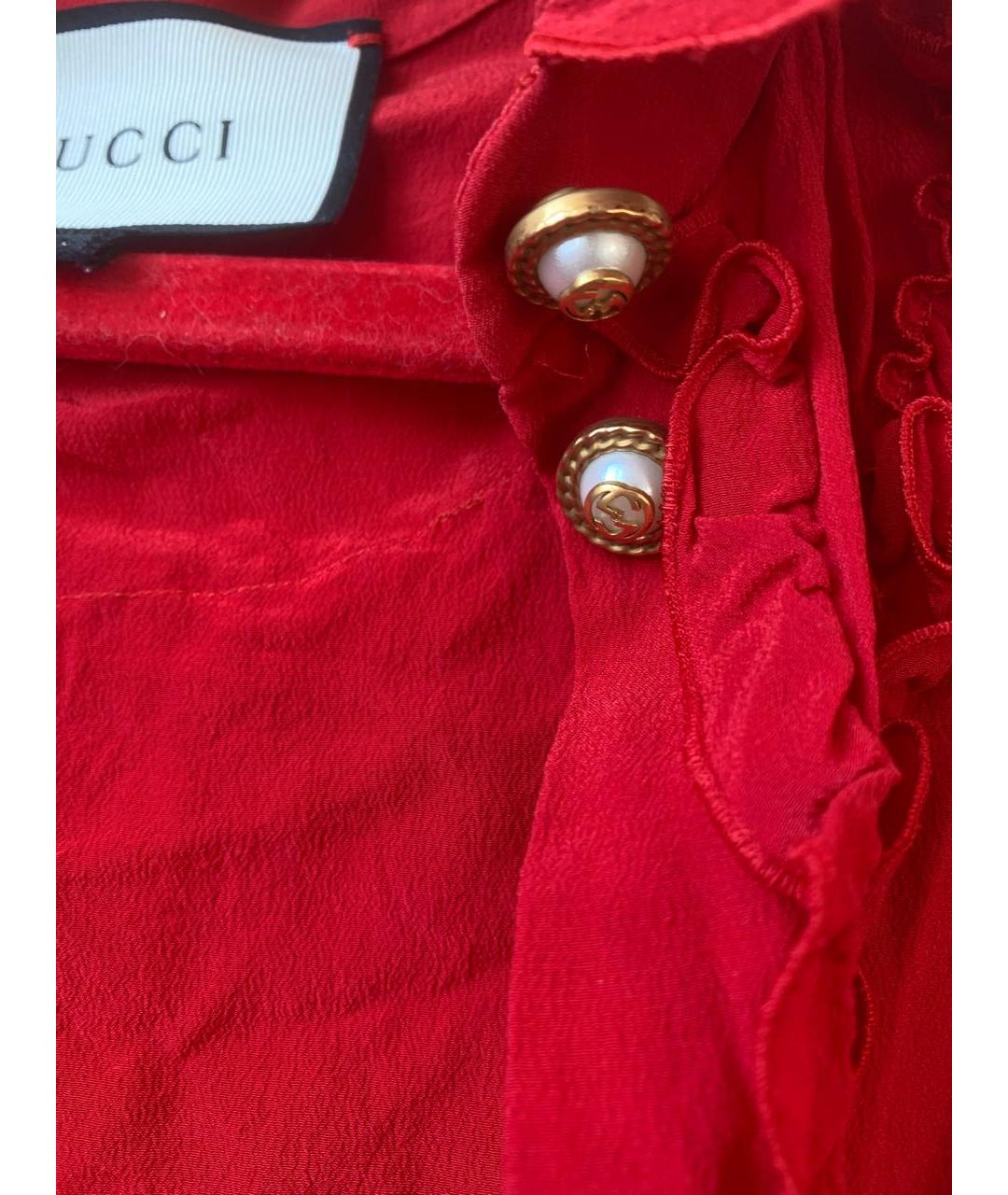 GUCCI Красная шелковая блузы, фото 5