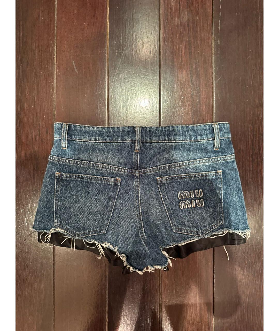 MIU MIU Синие хлопковые шорты, фото 2