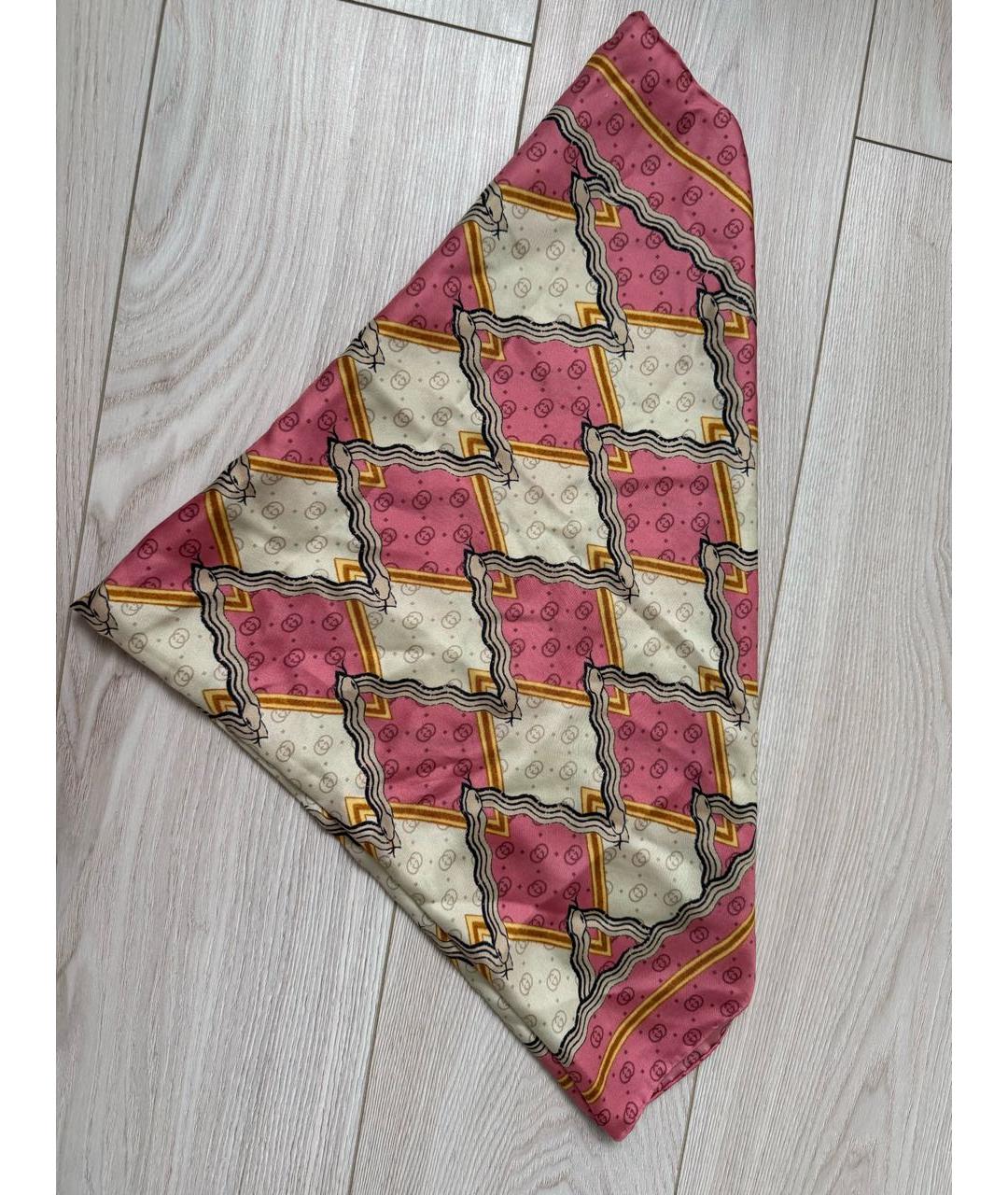 GUCCI Розовый шелковый платок, фото 3