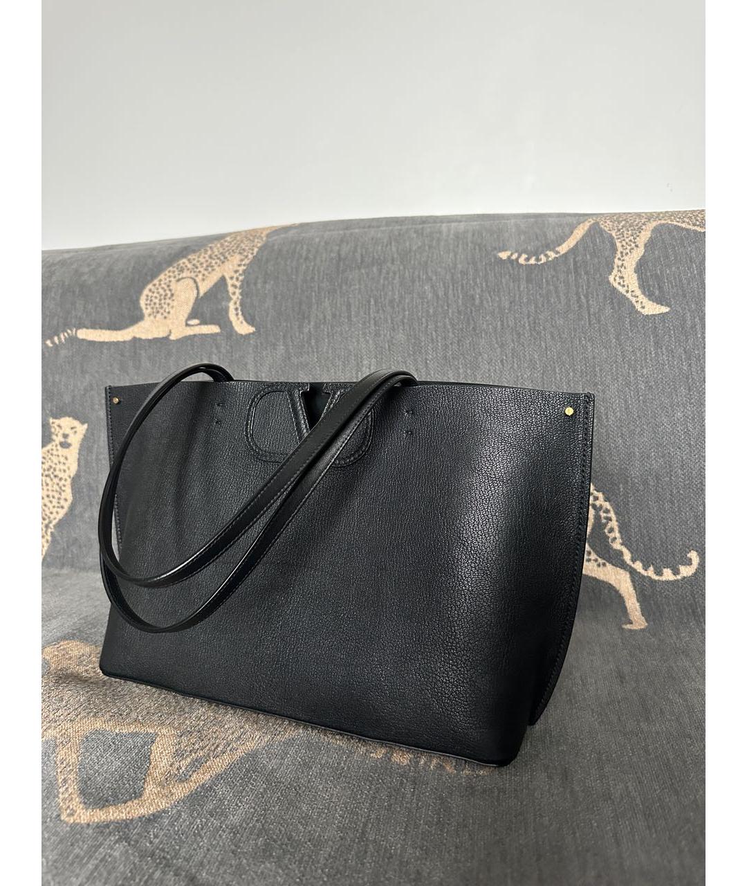 VALENTINO Черная кожаная сумка тоут, фото 3