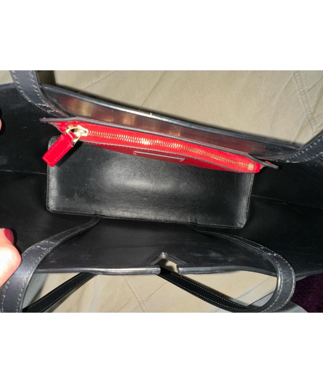 VALENTINO Черная кожаная сумка тоут, фото 5