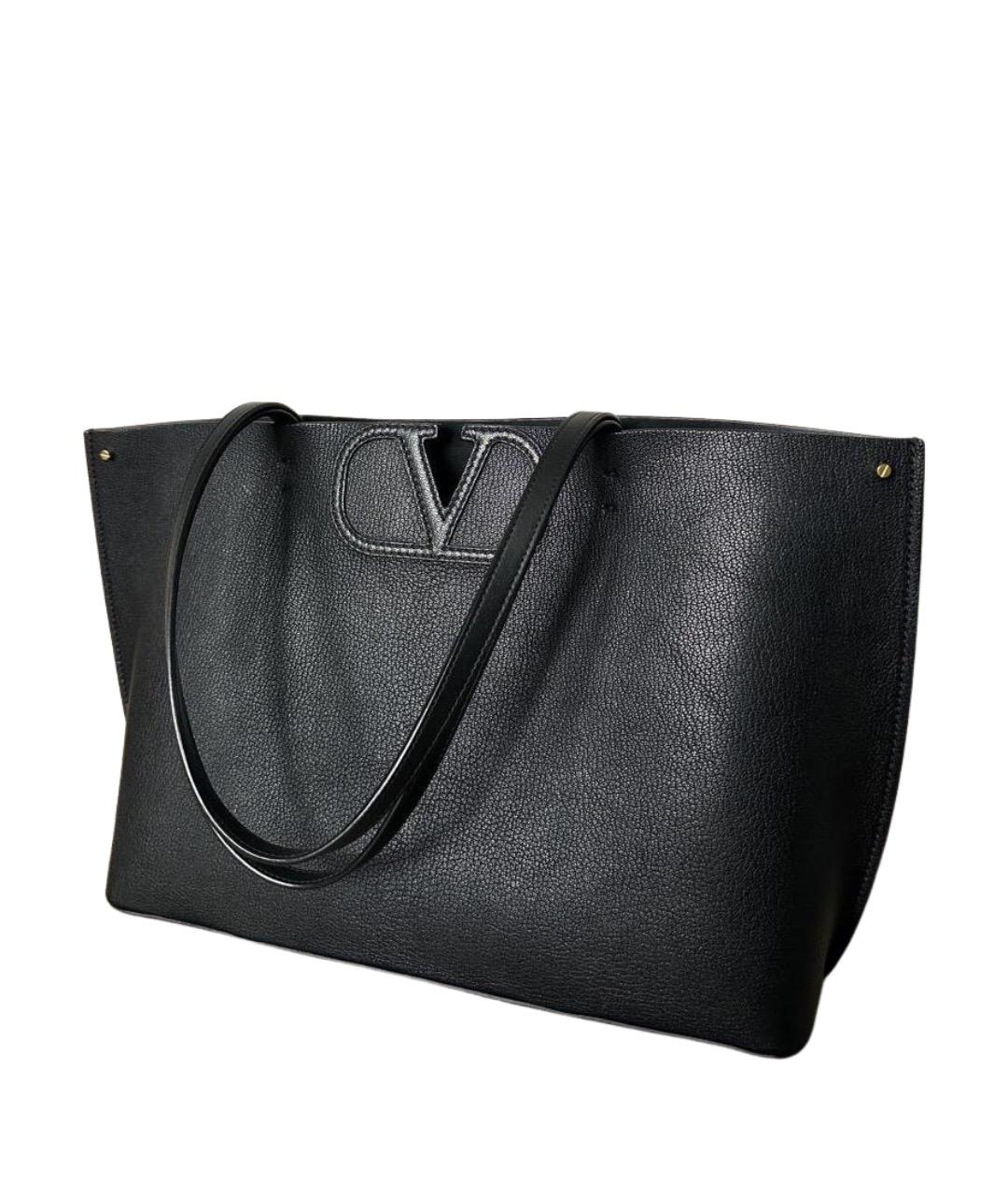 VALENTINO Черная кожаная сумка тоут, фото 1