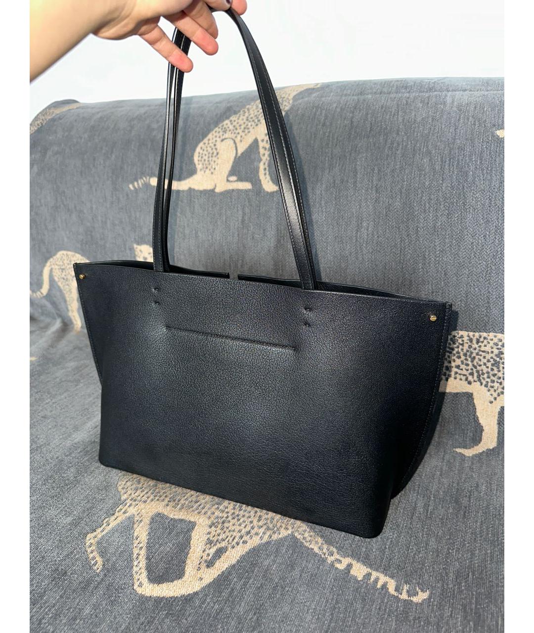 VALENTINO Черная кожаная сумка тоут, фото 4