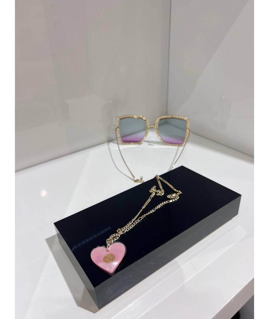 GUCCI Золотые металлические солнцезащитные очки, фото 4