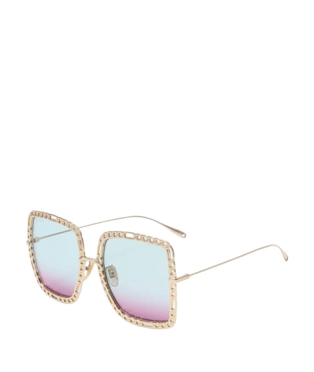 GUCCI Золотые металлические солнцезащитные очки, фото 1