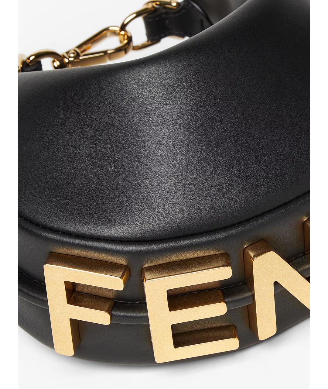 FENDI Черная кожаная сумка тоут, фото 4