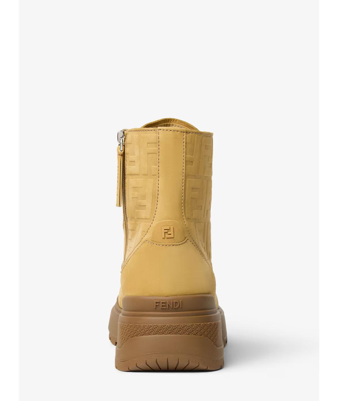 FENDI Бежевые кожаные низкие ботинки, фото 3