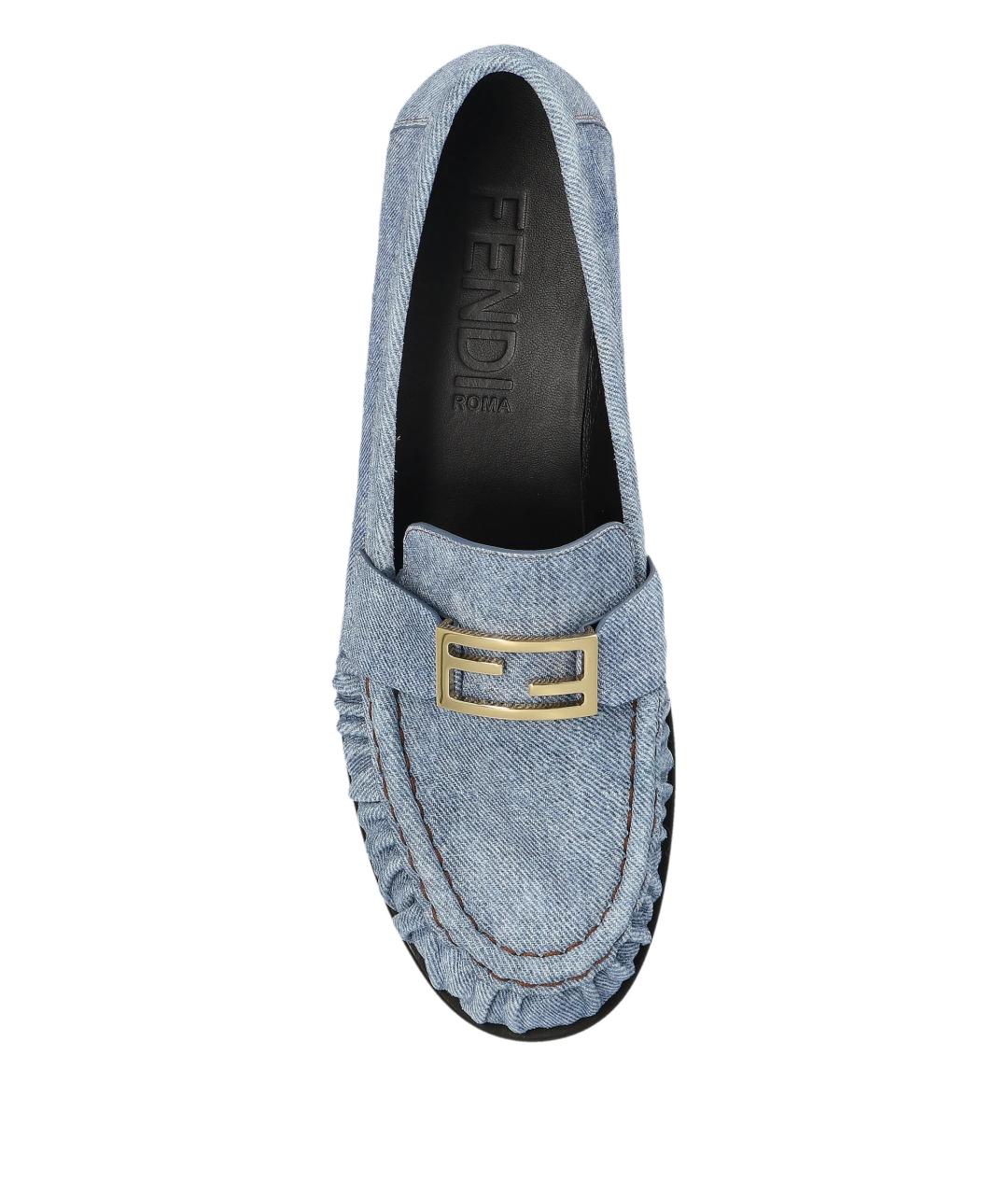 FENDI Синие кожаные мокасины, фото 5