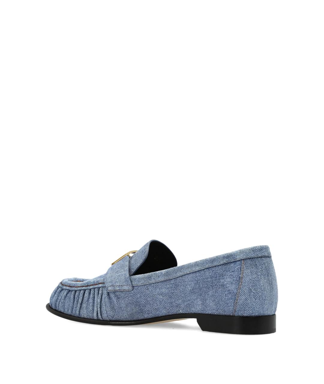 FENDI Синие кожаные мокасины, фото 3