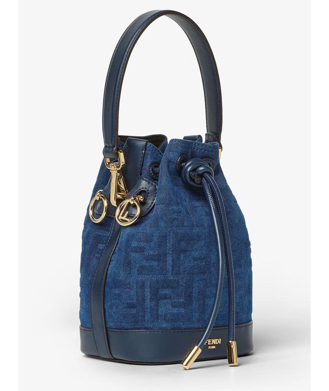 FENDI Синяя хлопковая сумка с короткими ручками, фото 2