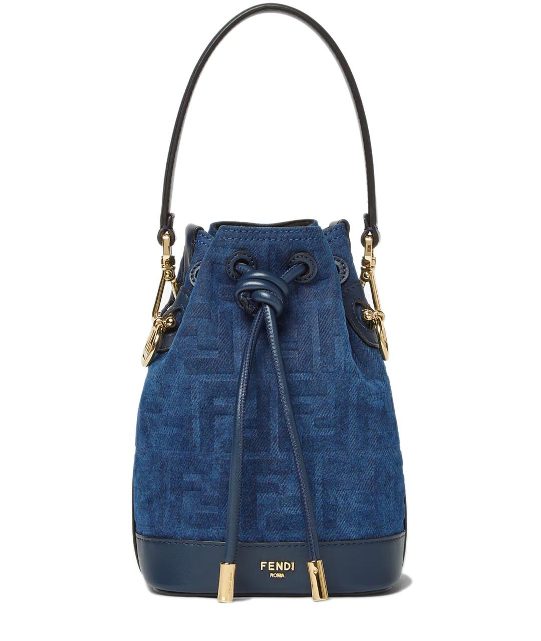 FENDI Синяя хлопковая сумка с короткими ручками, фото 1
