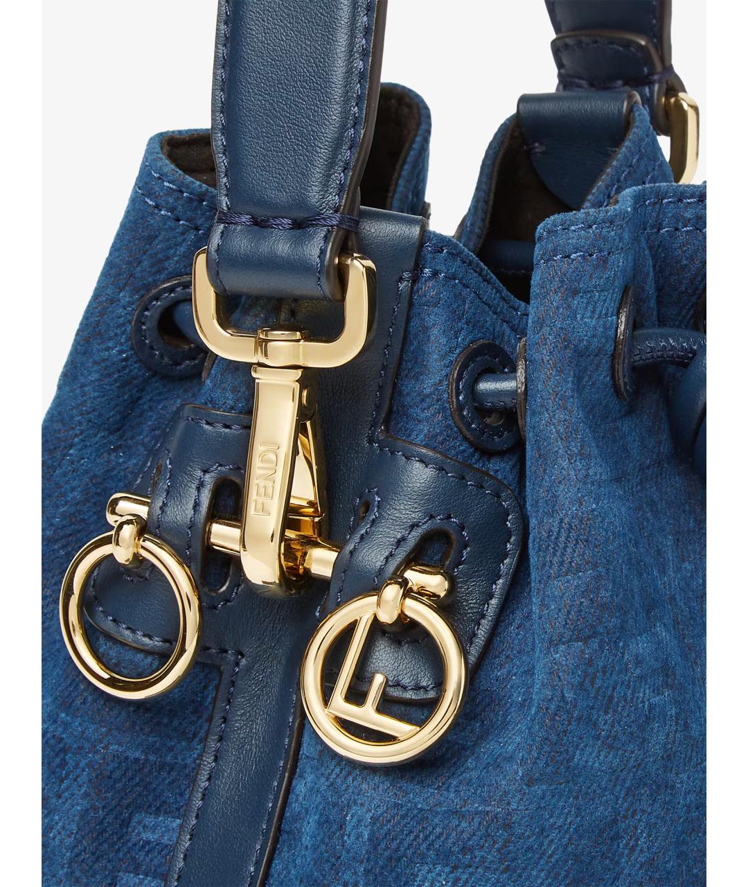 FENDI Синяя хлопковая сумка с короткими ручками, фото 5