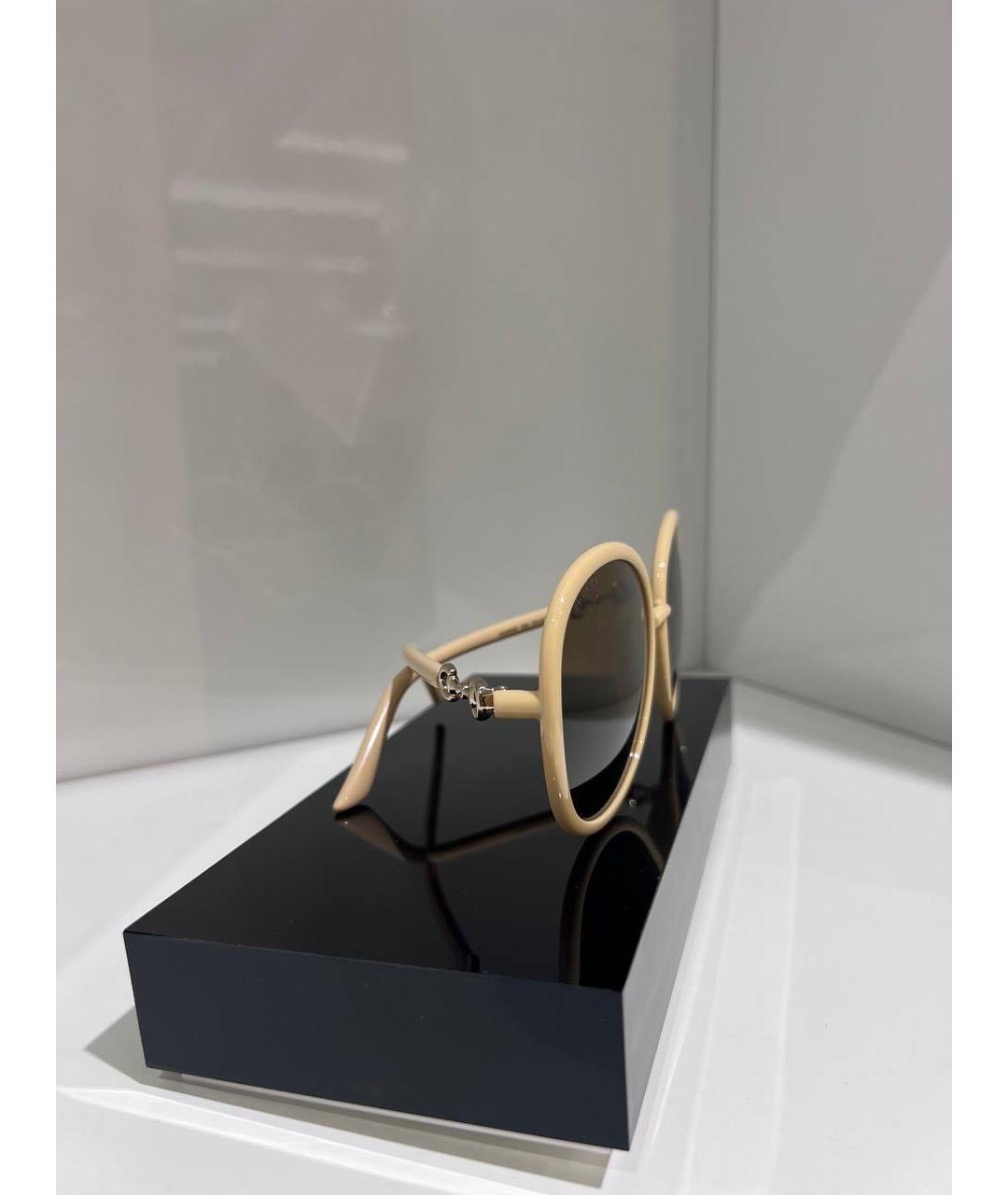 GUCCI Бежевые пластиковые солнцезащитные очки, фото 3