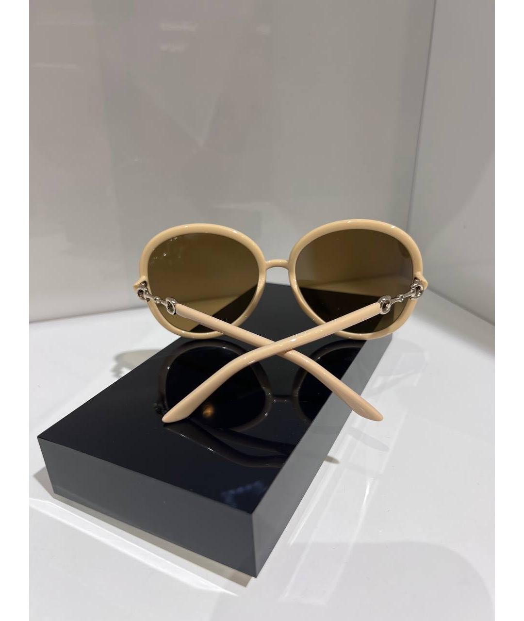 GUCCI Бежевые пластиковые солнцезащитные очки, фото 4