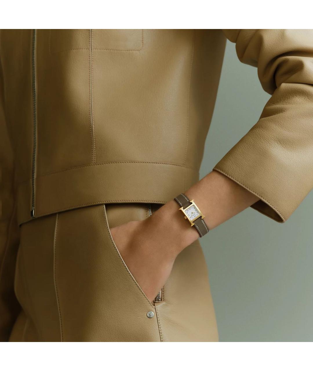 HERMES Коричневые часы из желтого золота, фото 2
