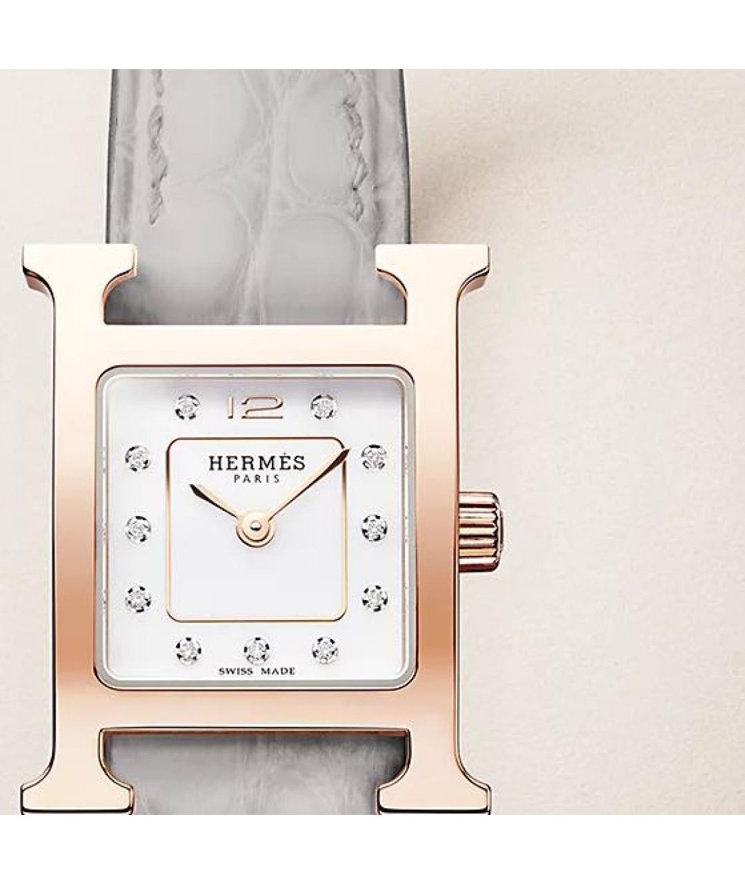 HERMES Бежевые часы из розового золота, фото 2