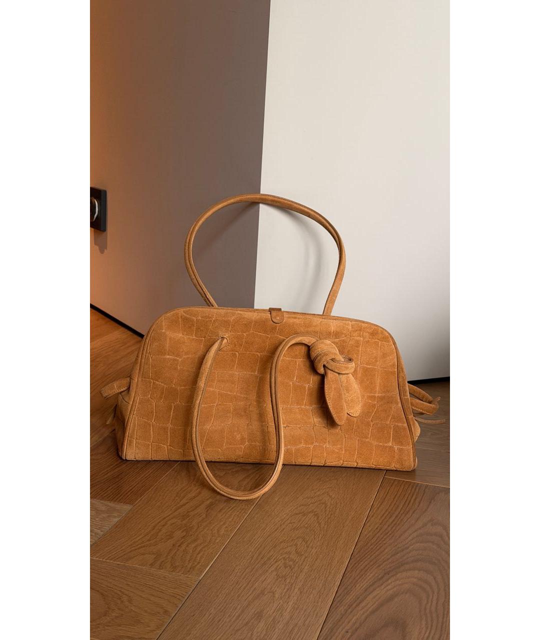 JACQUEMUS Горчичная замшевая сумка тоут, фото 6