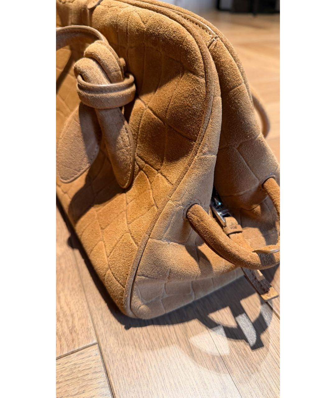 JACQUEMUS Горчичная замшевая сумка тоут, фото 5