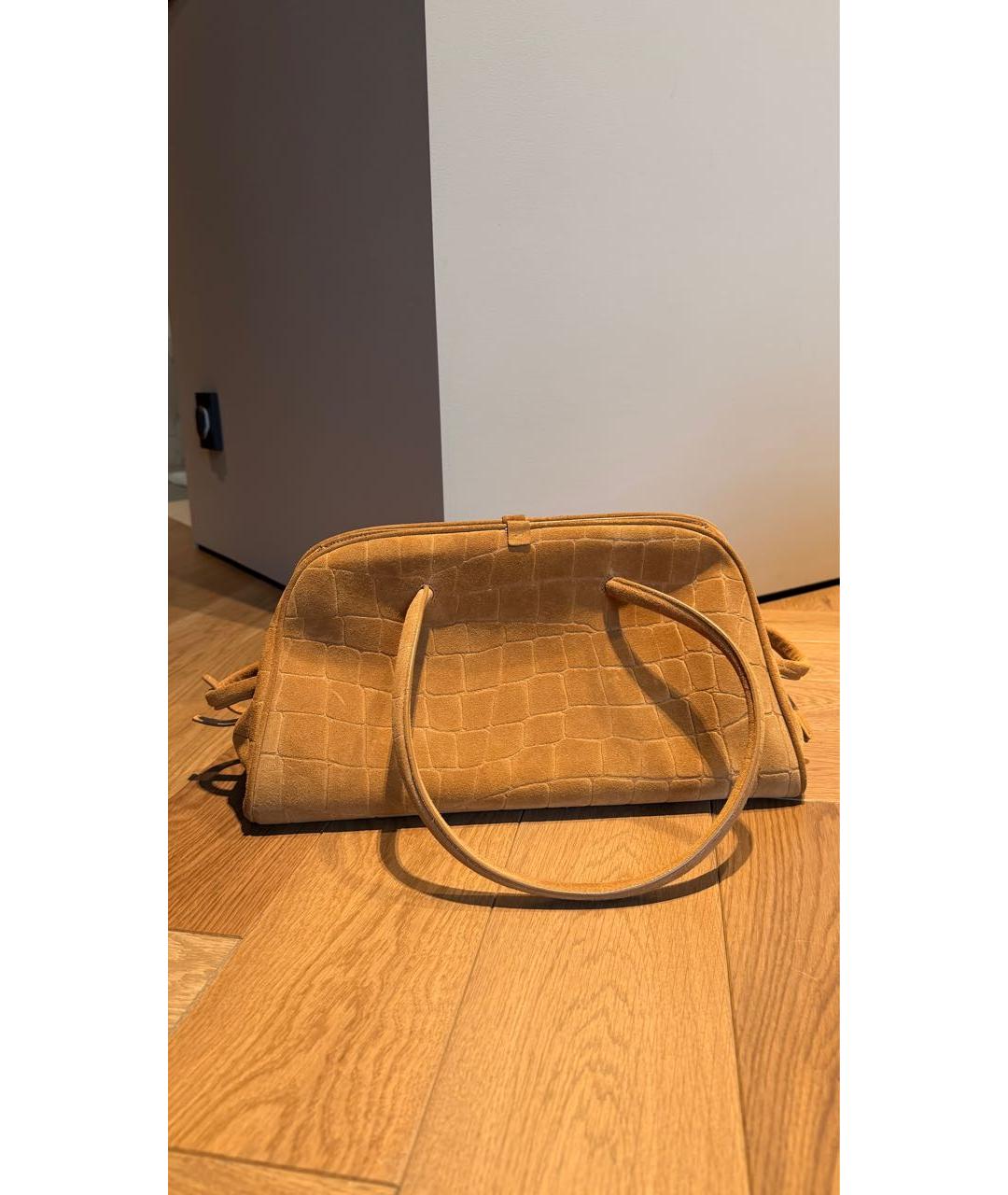 JACQUEMUS Горчичная замшевая сумка тоут, фото 2