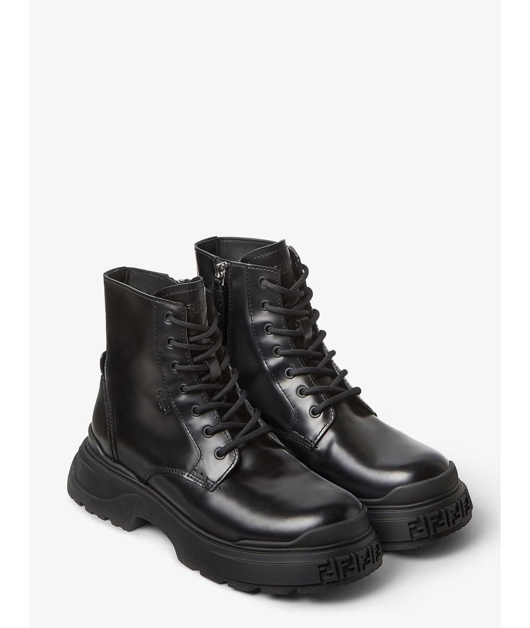 FENDI Черные кожаные низкие ботинки, фото 4