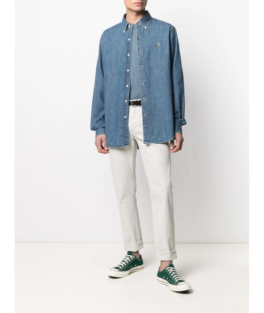 POLO RALPH LAUREN Синяя хлопковая кэжуал рубашка, фото 2