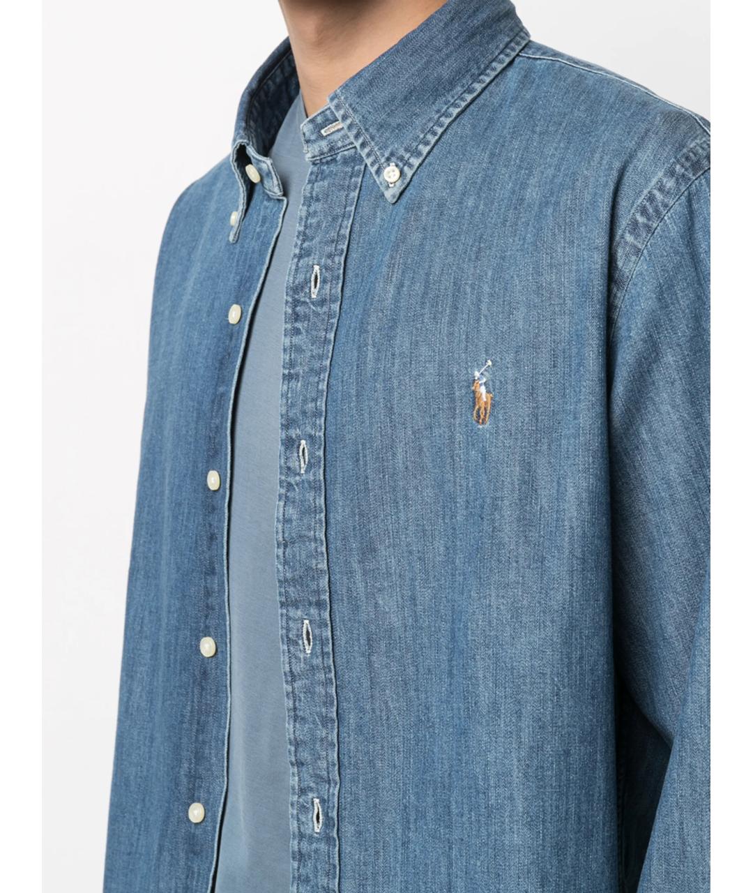POLO RALPH LAUREN Синяя хлопковая кэжуал рубашка, фото 5