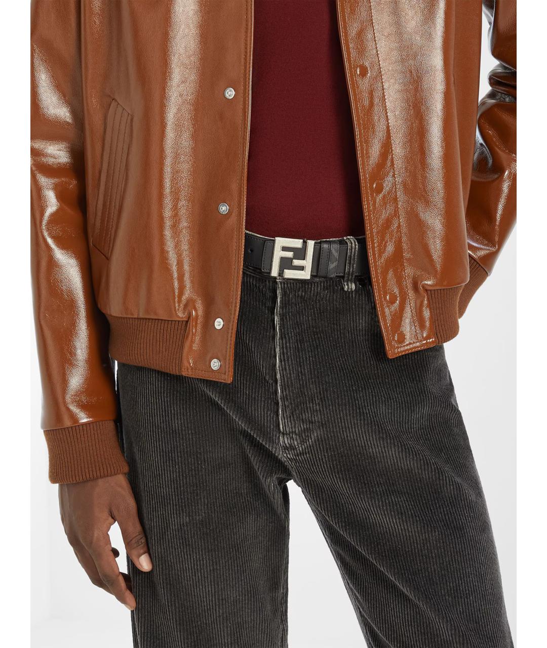 FENDI Черный кожаный ремень, фото 4