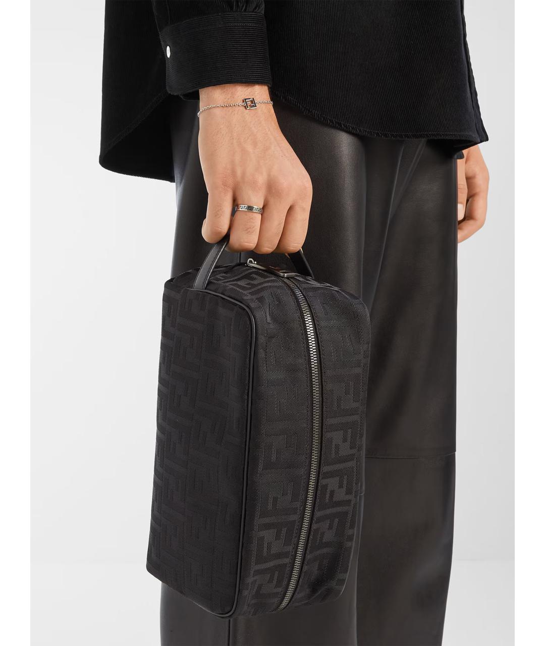 FENDI Черная синтетическая барсетка, фото 4