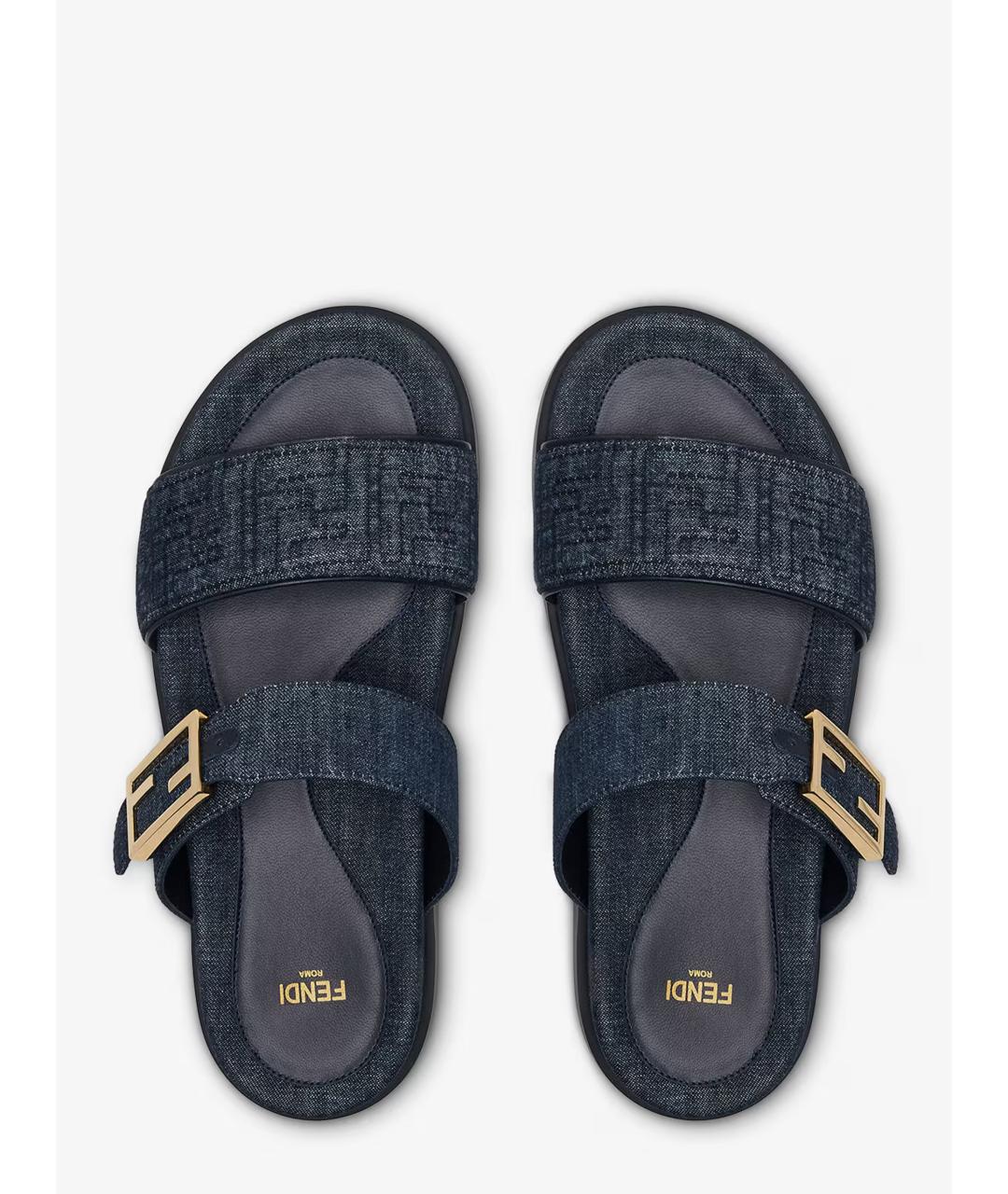 FENDI Синие кожаные сандалии, фото 4