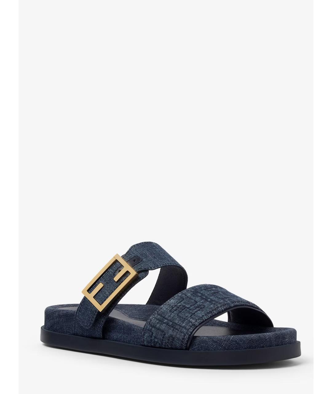 FENDI Синие кожаные сандалии, фото 2