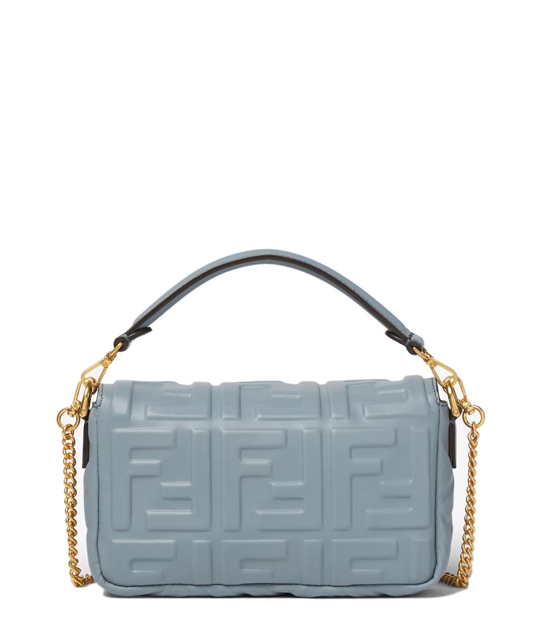FENDI Голубая кожаная сумка с короткими ручками, фото 2