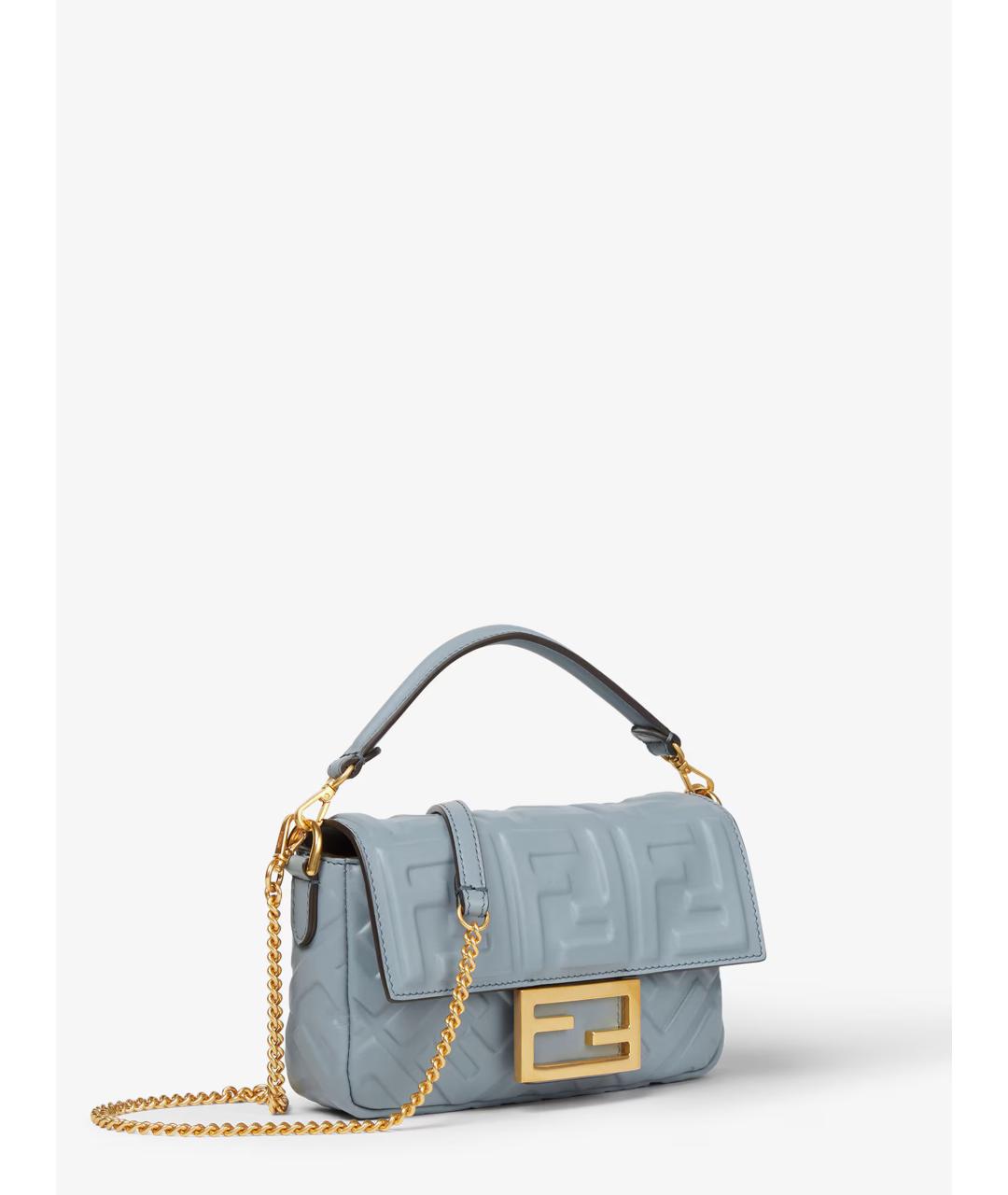 FENDI Голубая кожаная сумка с короткими ручками, фото 3