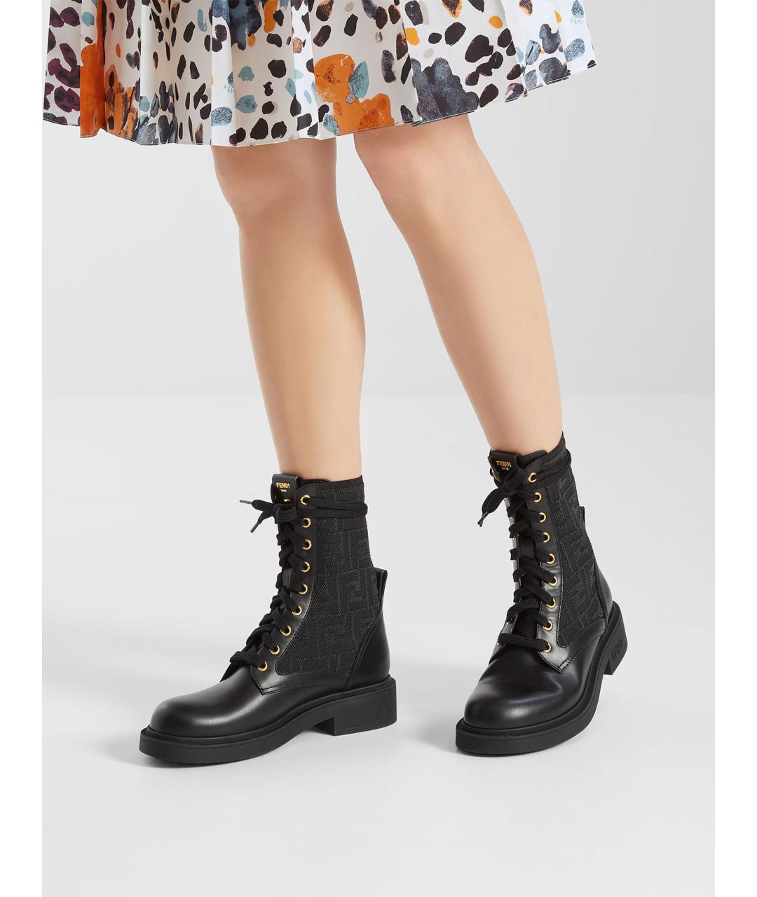 FENDI Черные кожаные ботинки, фото 5