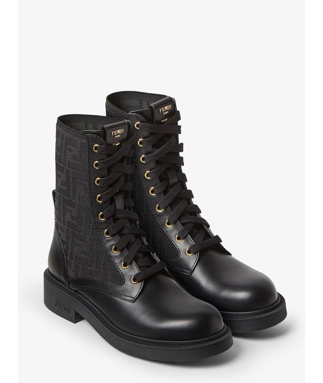 FENDI Черные кожаные ботинки, фото 3