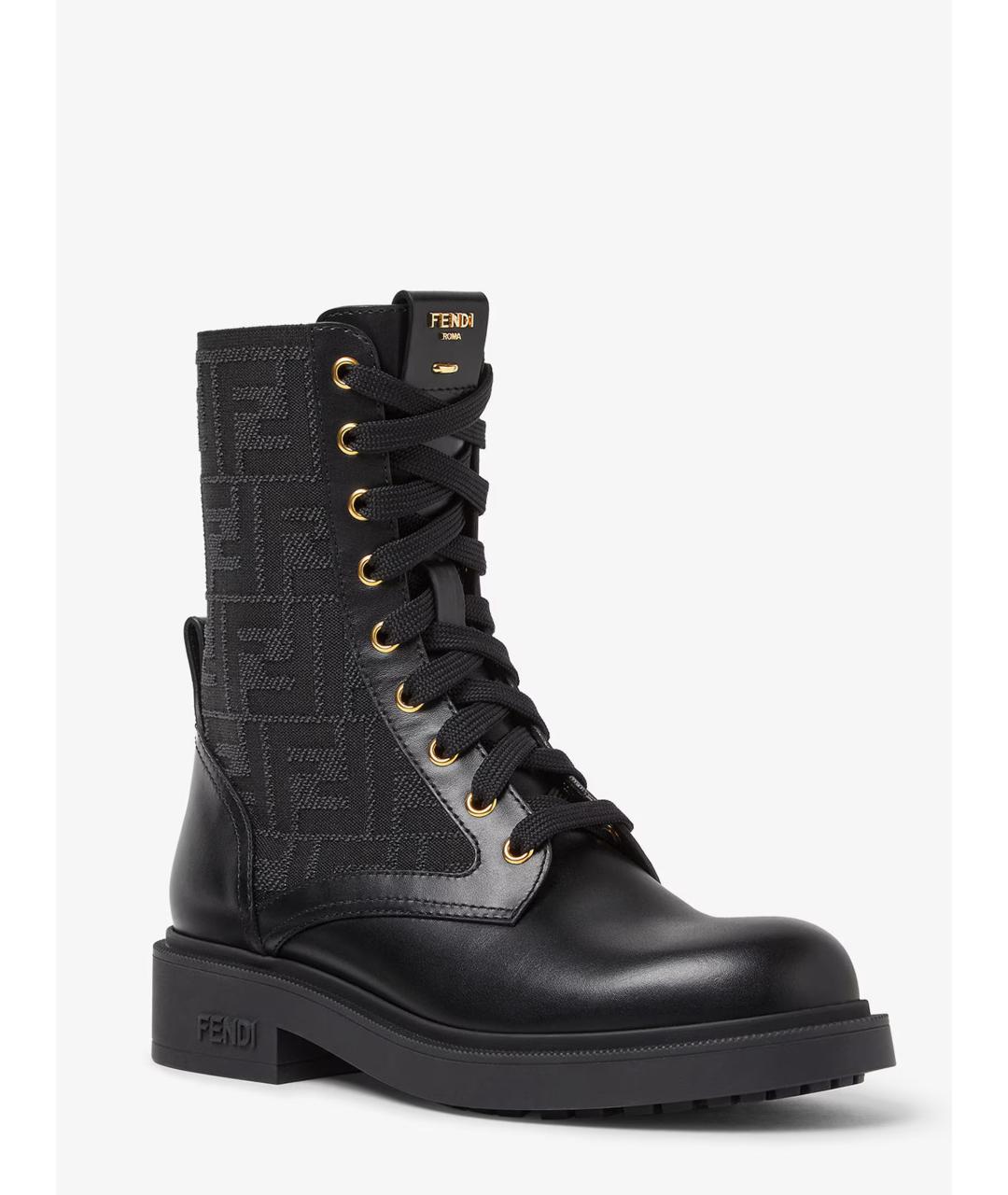 FENDI Черные кожаные ботинки, фото 2