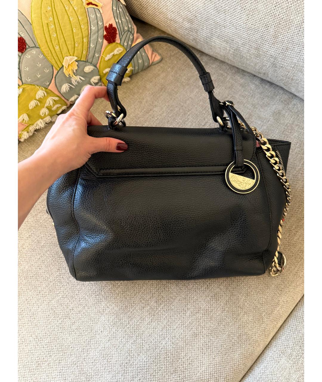 VERSACE COLLECTION Черная кожаная сумка с короткими ручками, фото 4