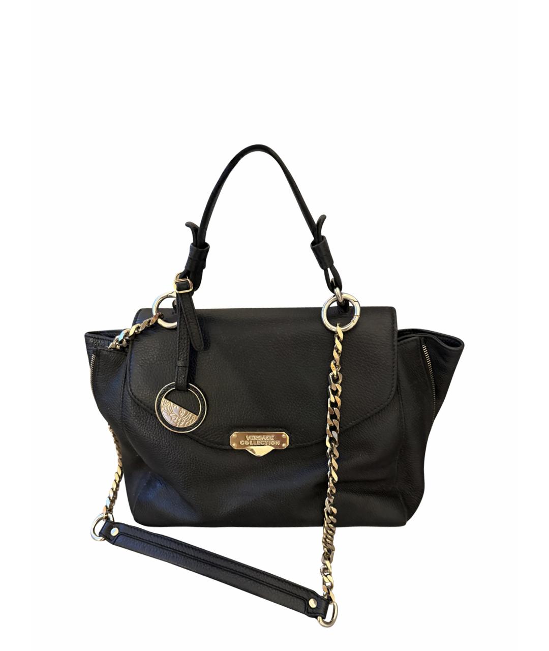 VERSACE COLLECTION Черная кожаная сумка с короткими ручками, фото 1