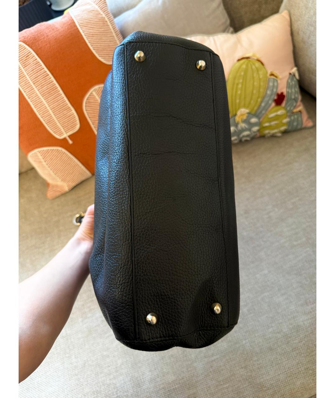 VERSACE COLLECTION Черная кожаная сумка с короткими ручками, фото 5